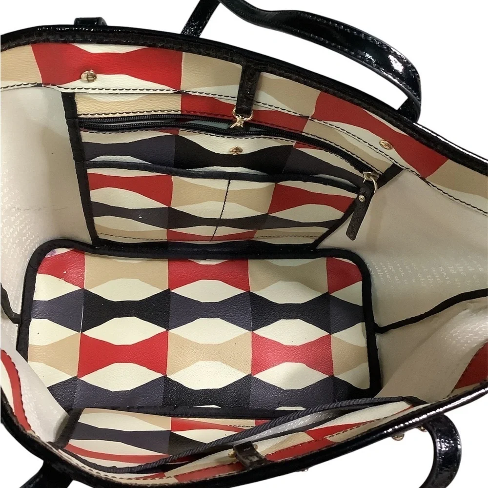 Kate Spade Red and Black Geometric Tote Bag